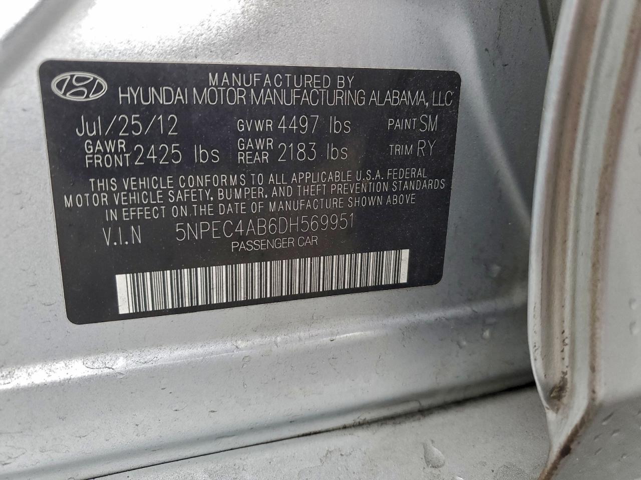 2013 HYUNDAI SONATA SE photo 12
