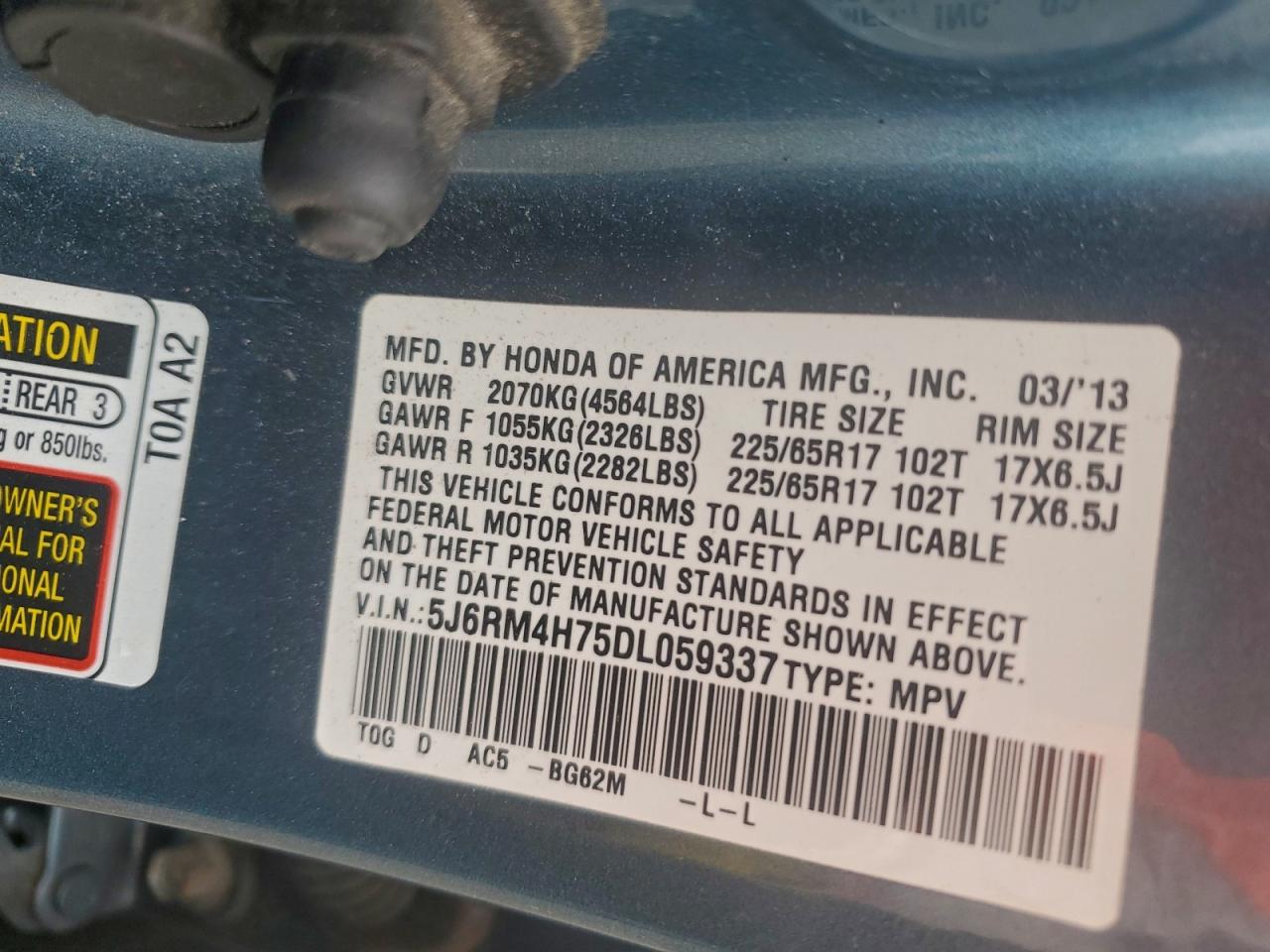 2013 HONDA CR-V EXL photo 14