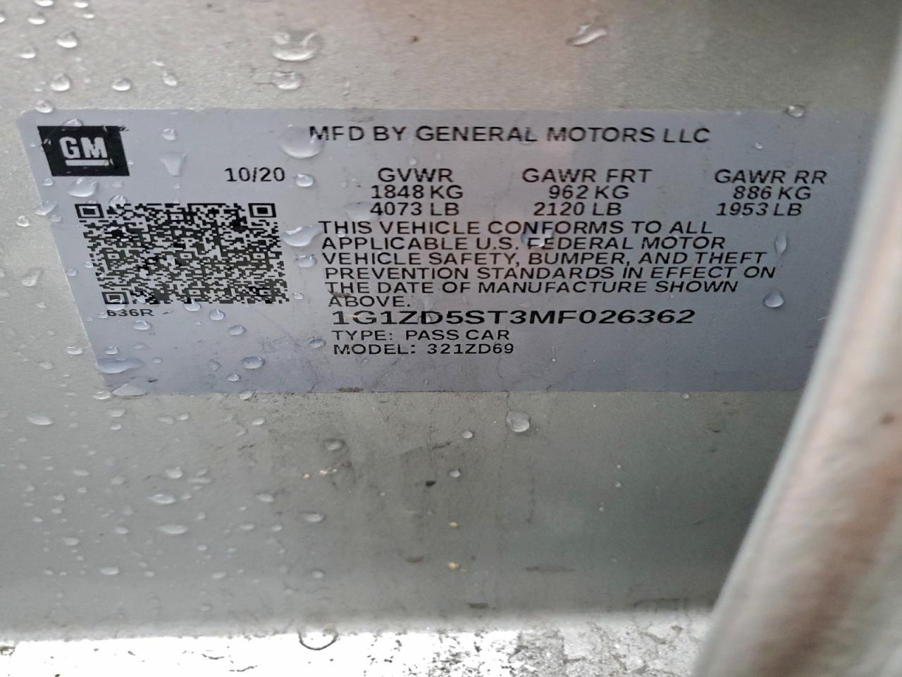 2021 CHEVROLET MALIBU LT photo 12