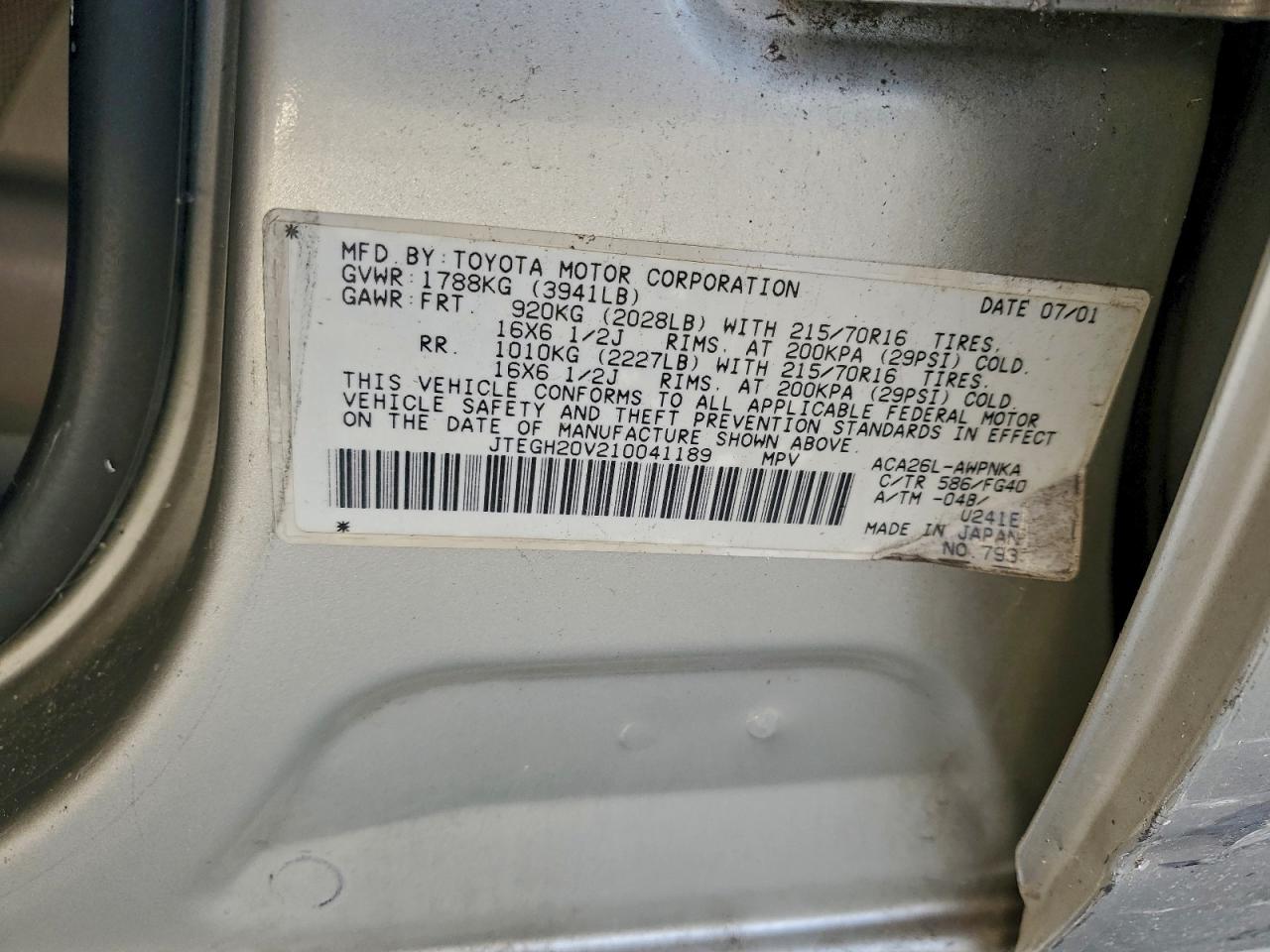 2001 TOYOTA RAV4 photo 13