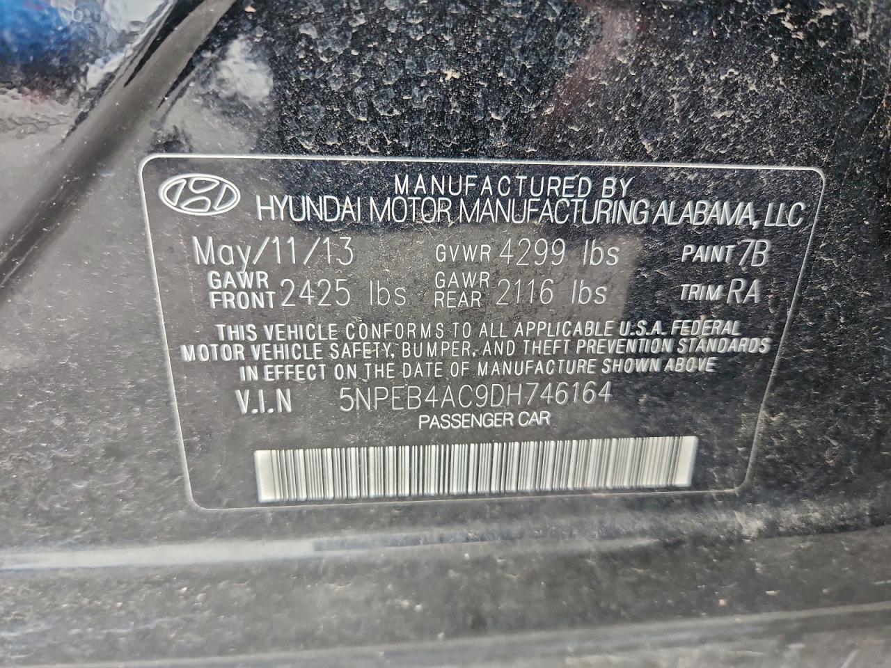 2013 HYUNDAI SONATA GLS photo 12