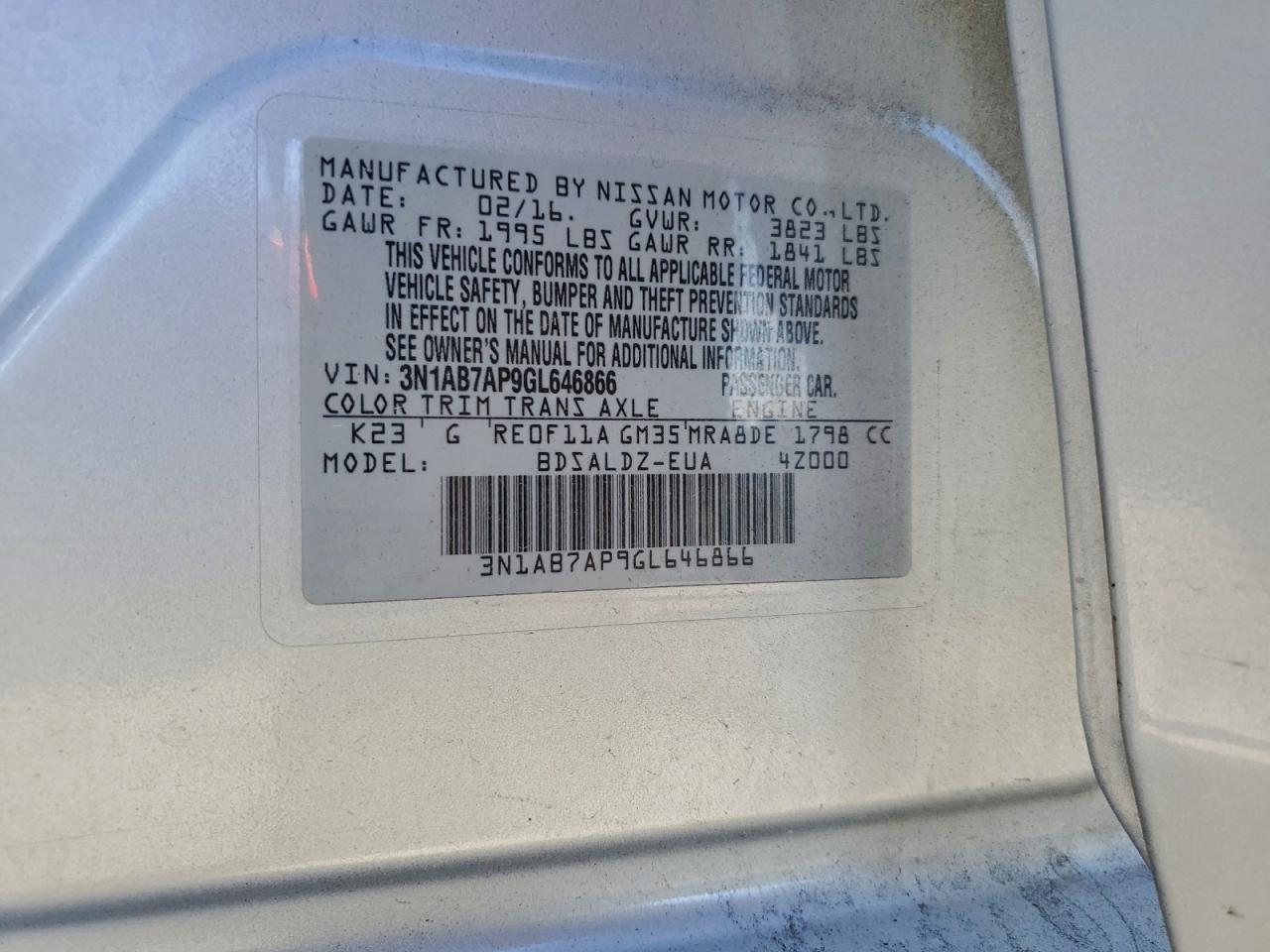 2016 NISSAN SENTRA S photo 13