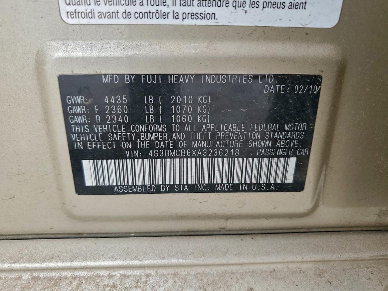 2010 SUBARU LEGACY 2.5I PREMIUM photo 13