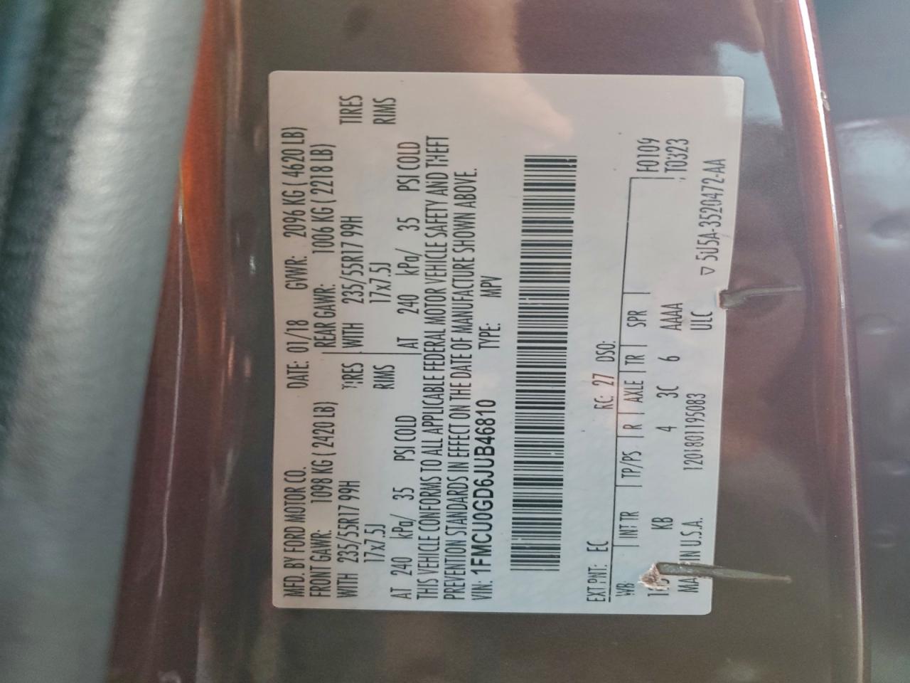 2018 FORD ESCAPE SE photo 12