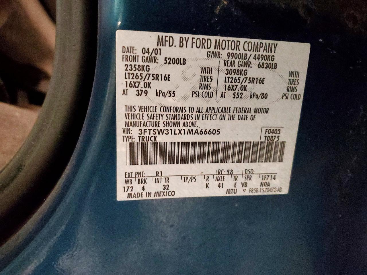 2001 FORD F350 SRW SUPER DUTY photo 12