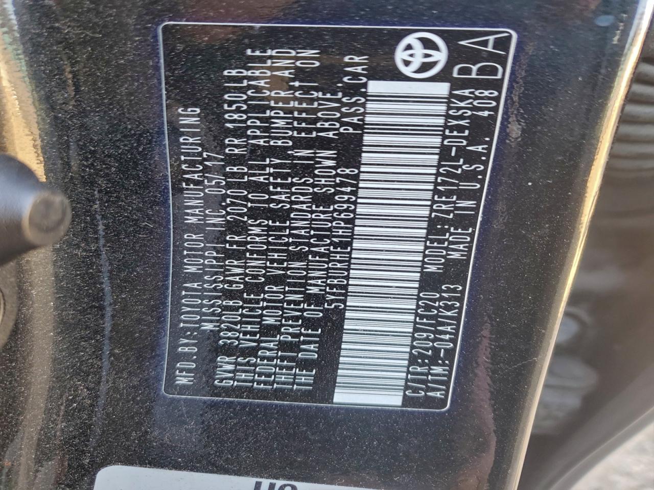 2017 TOYOTA COROLLA L photo 12