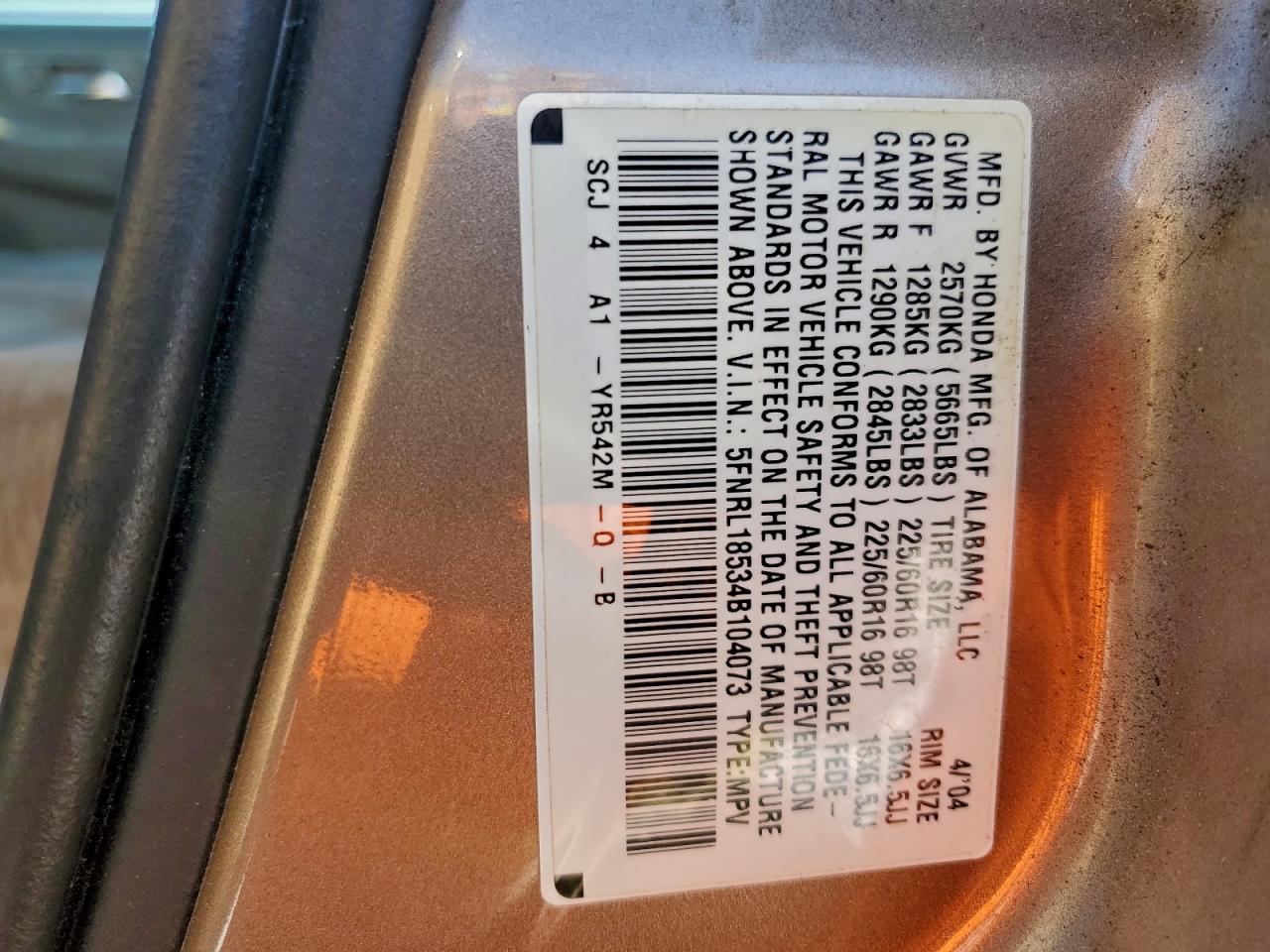 2004 HONDA ODYSSEY LX photo 14