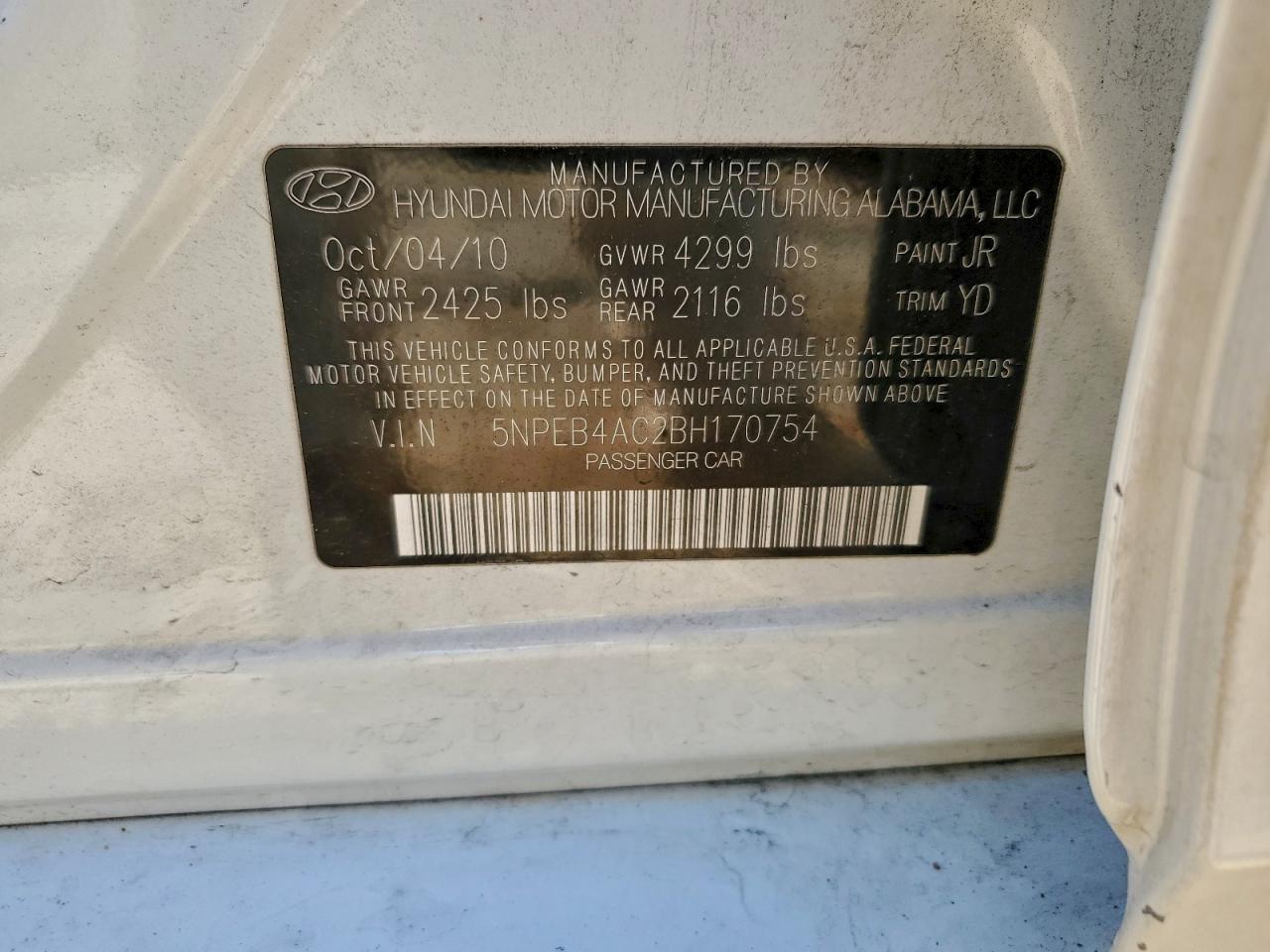 2011 HYUNDAI SONATA GLS photo 12