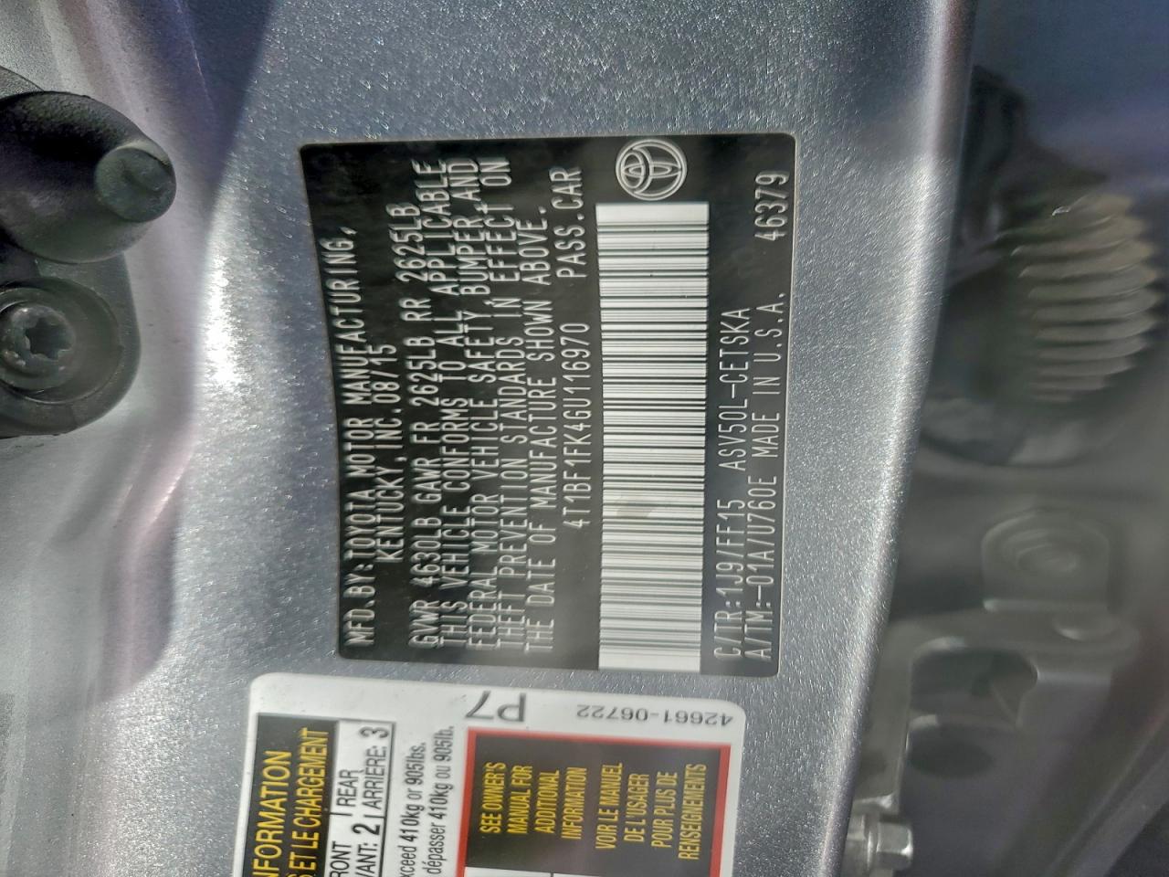 2016 TOYOTA CAMRY LE photo 12