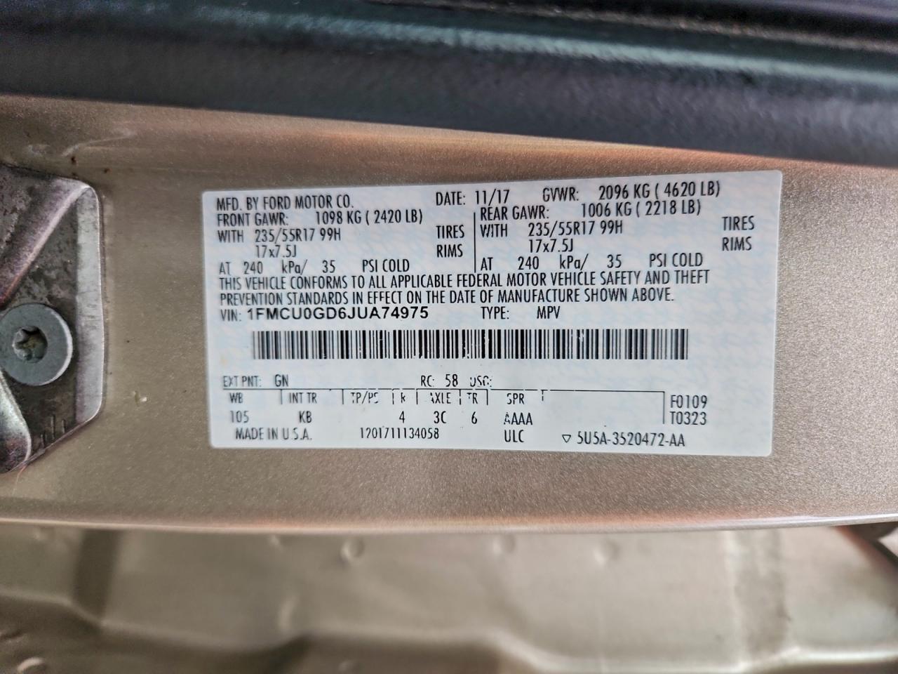 2018 FORD ESCAPE SE photo 14
