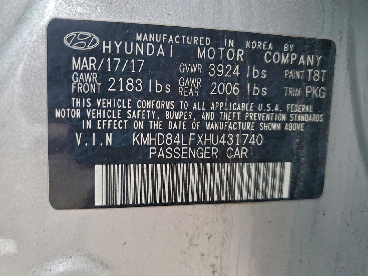 2017 HYUNDAI ELANTRA SE photo 12