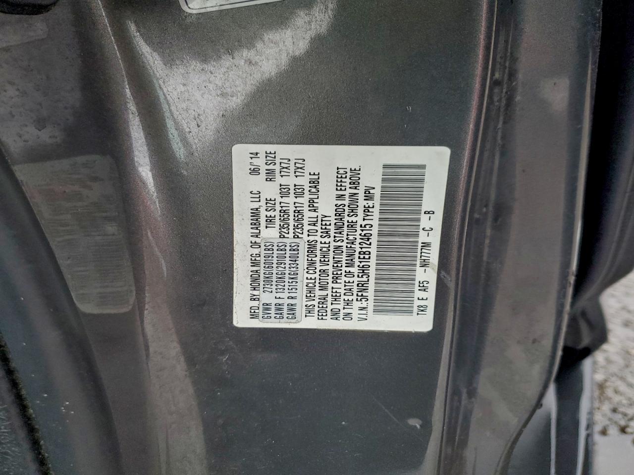 2014 HONDA ODYSSEY EXL photo 13