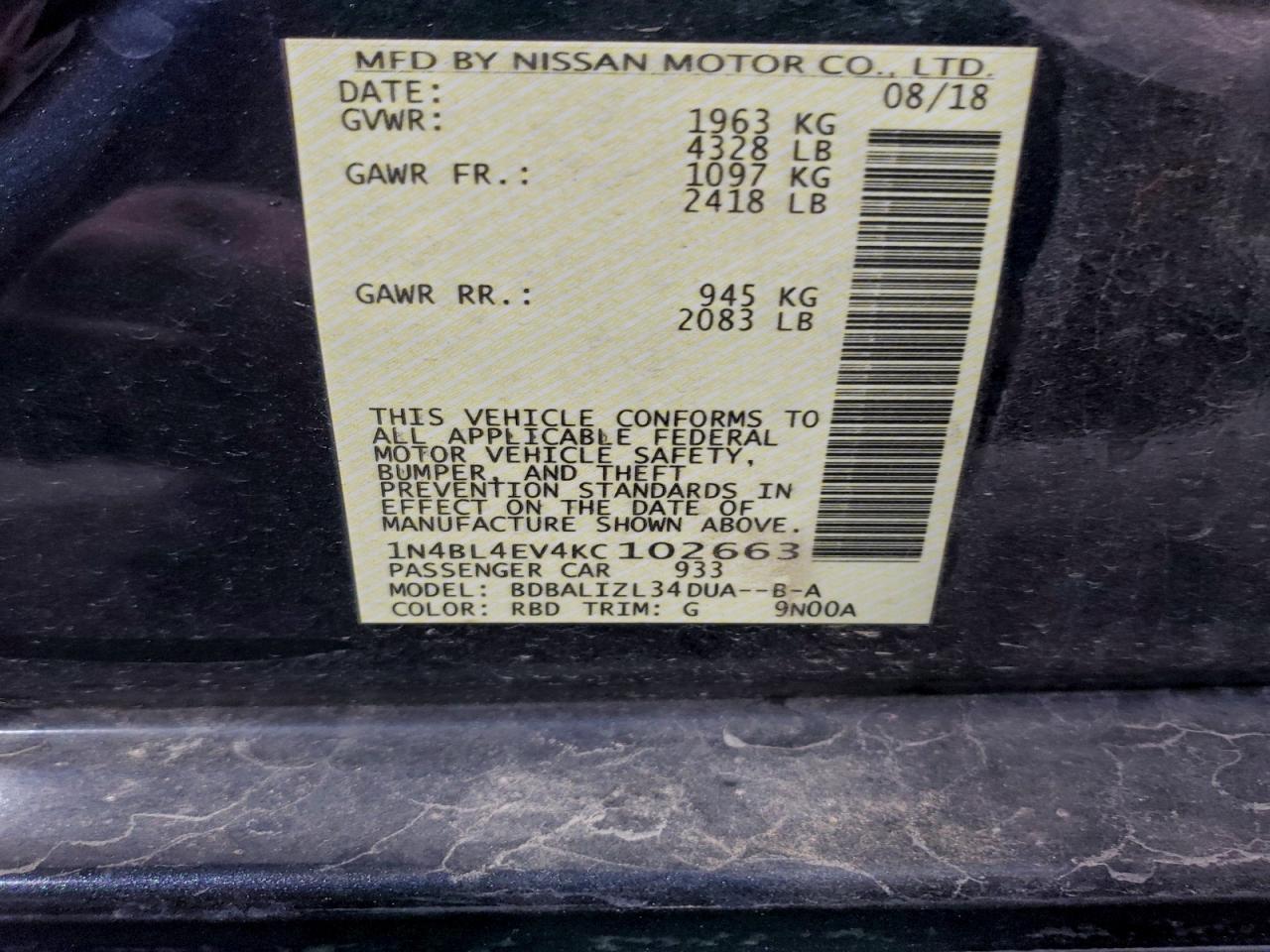 2019 NISSAN ALTIMA SL photo 37