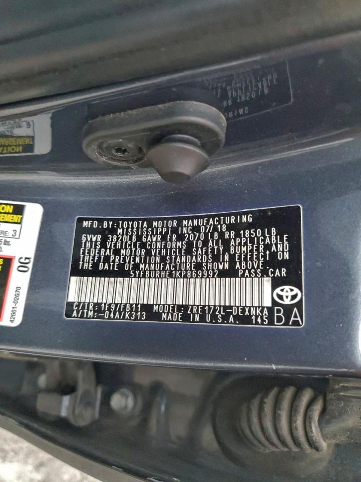 2019 TOYOTA COROLLA L photo 12
