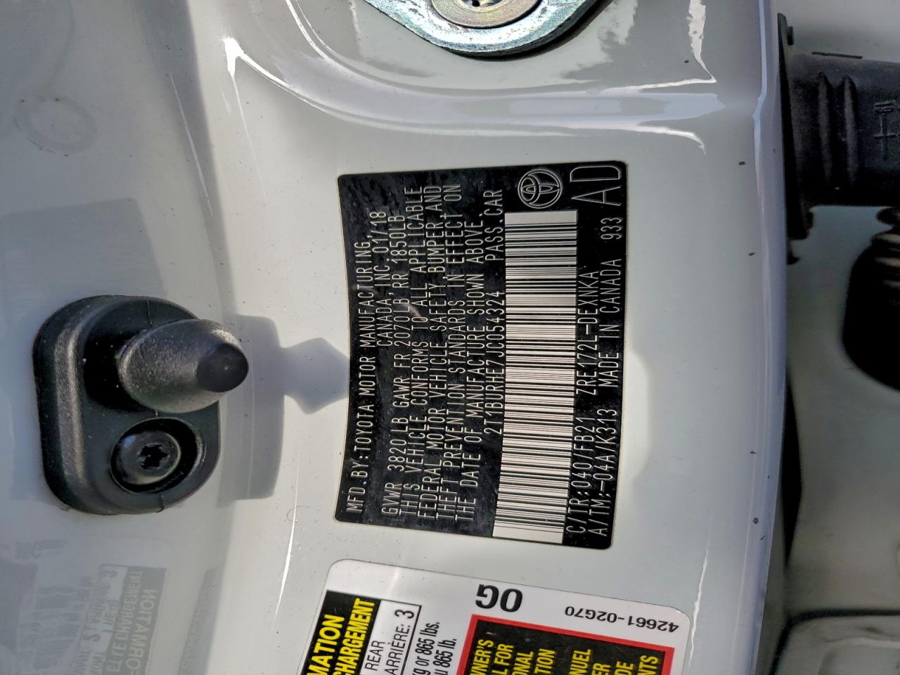 2018 TOYOTA COROLLA L photo 12