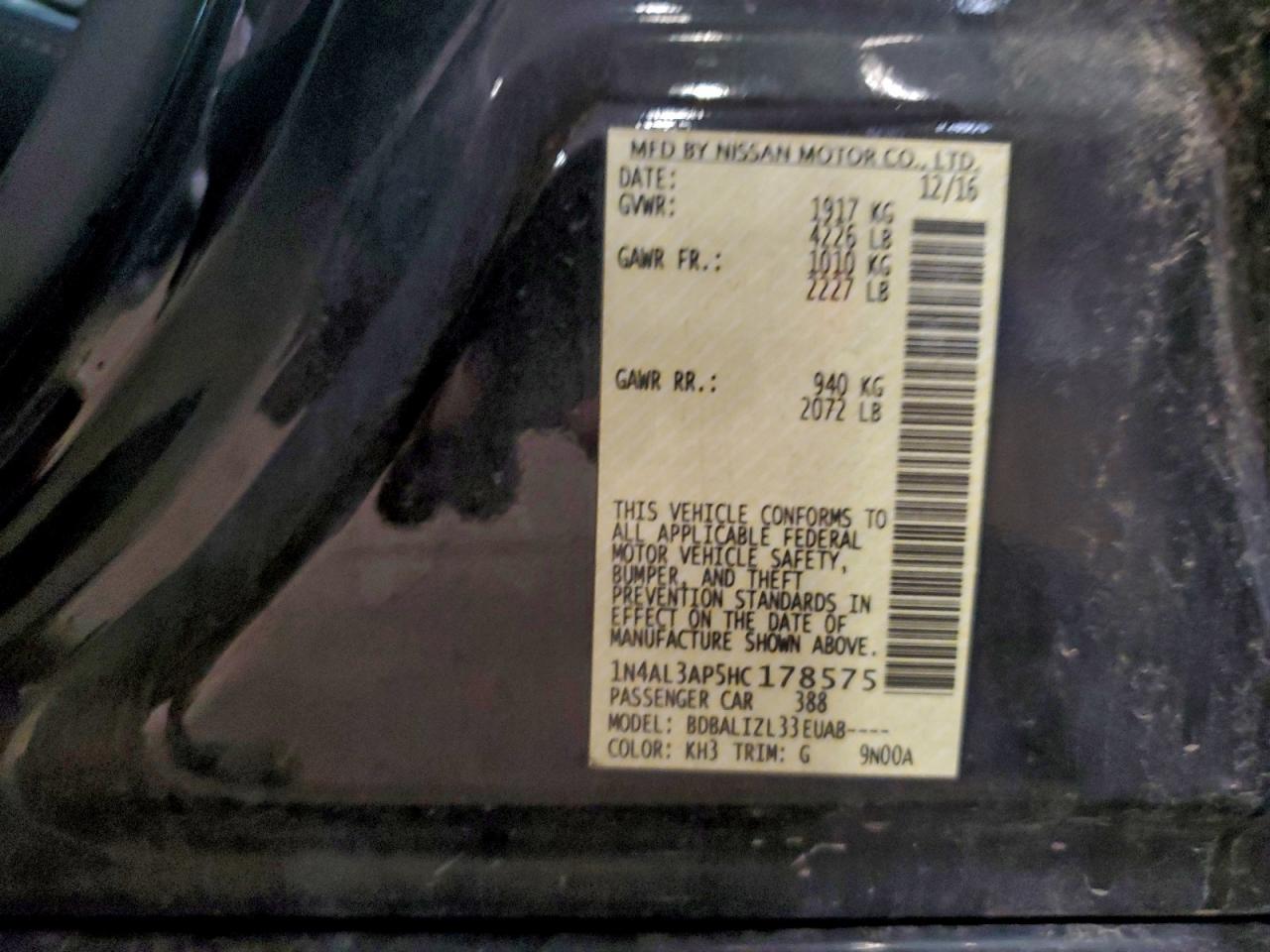 2017 NISSAN ALTIMA 2.5 photo 12