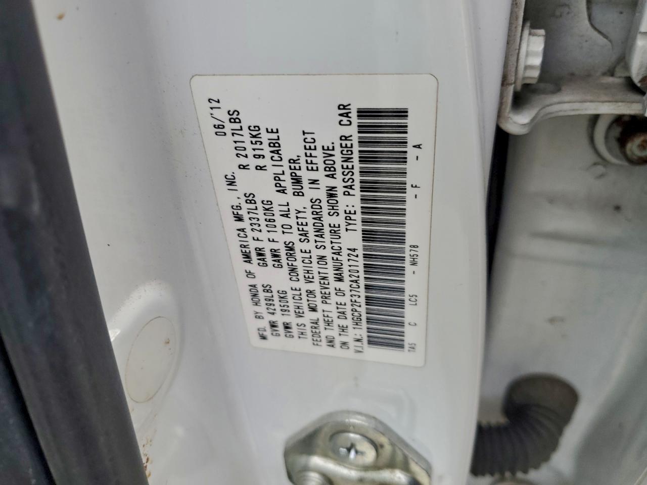 2012 HONDA ACCORD LX photo 13