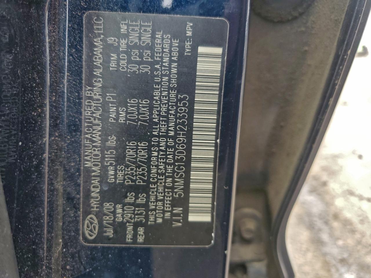 2009 HYUNDAI SANTA FE GLS photo 37
