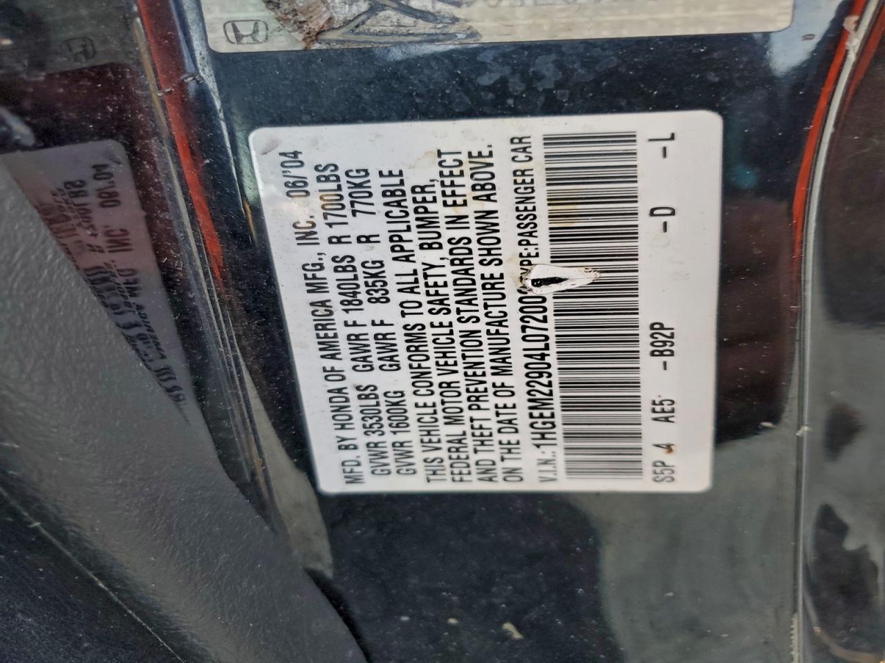 2004 HONDA CIVIC EX photo 12