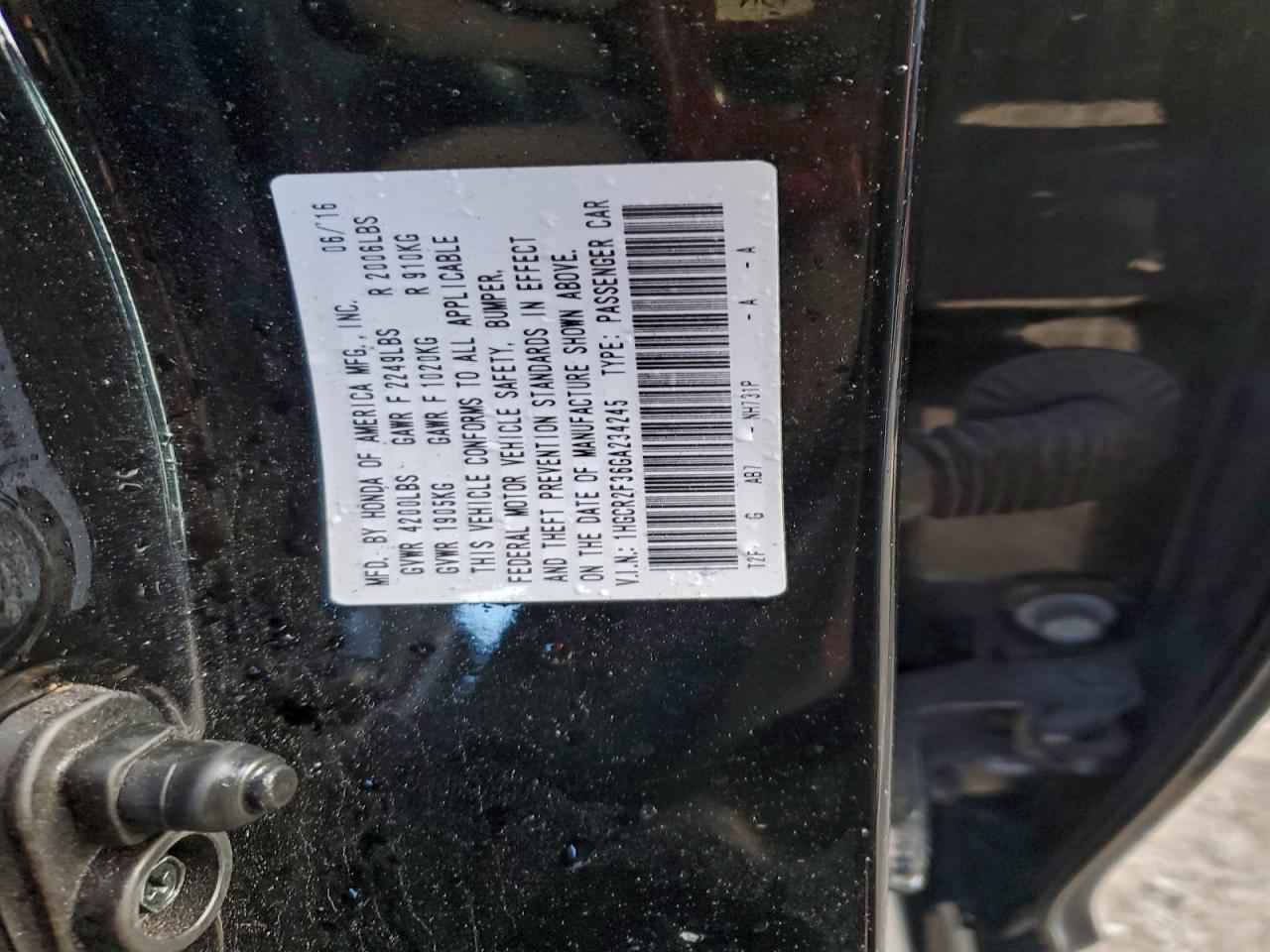 2016 HONDA ACCORD LX photo 12