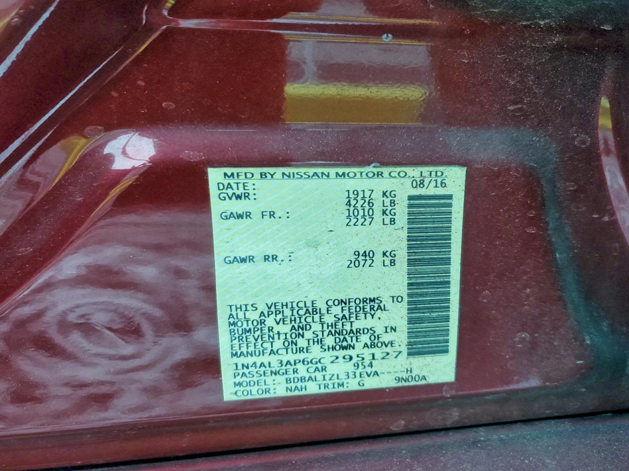 2016 NISSAN ALTIMA 2.5 photo 25