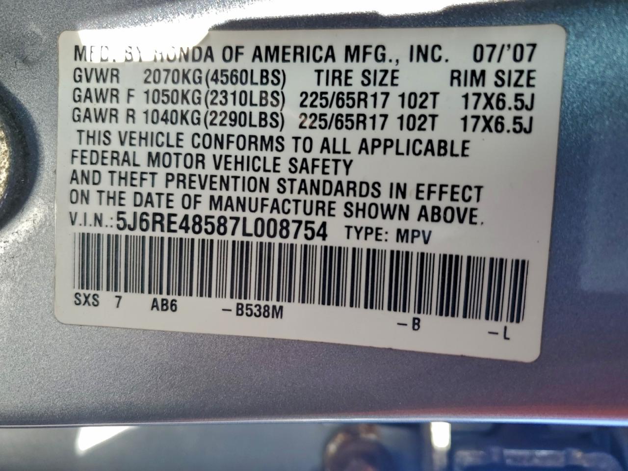 2007 HONDA CR-V EX photo 40
