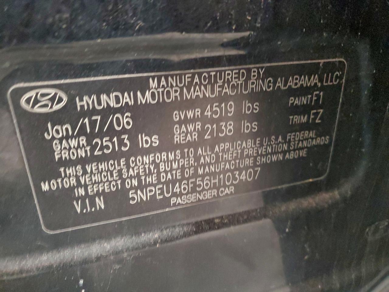 2006 HYUNDAI SONATA GLS photo 23