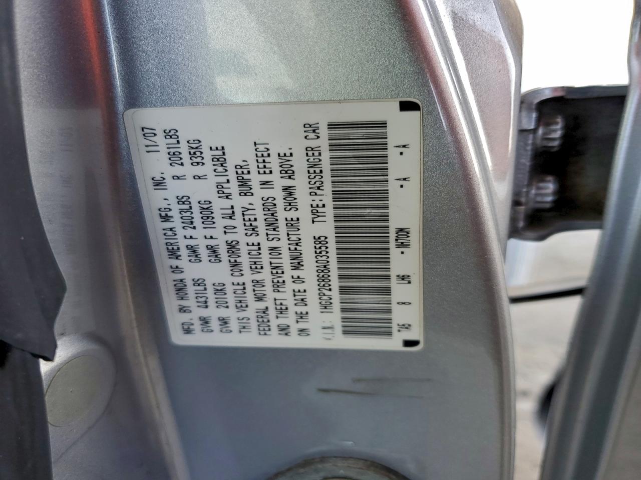 2008 HONDA ACCORD EXL photo 12