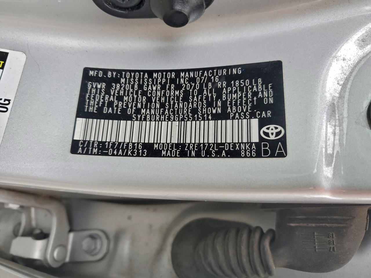 2016 TOYOTA COROLLA L photo 25