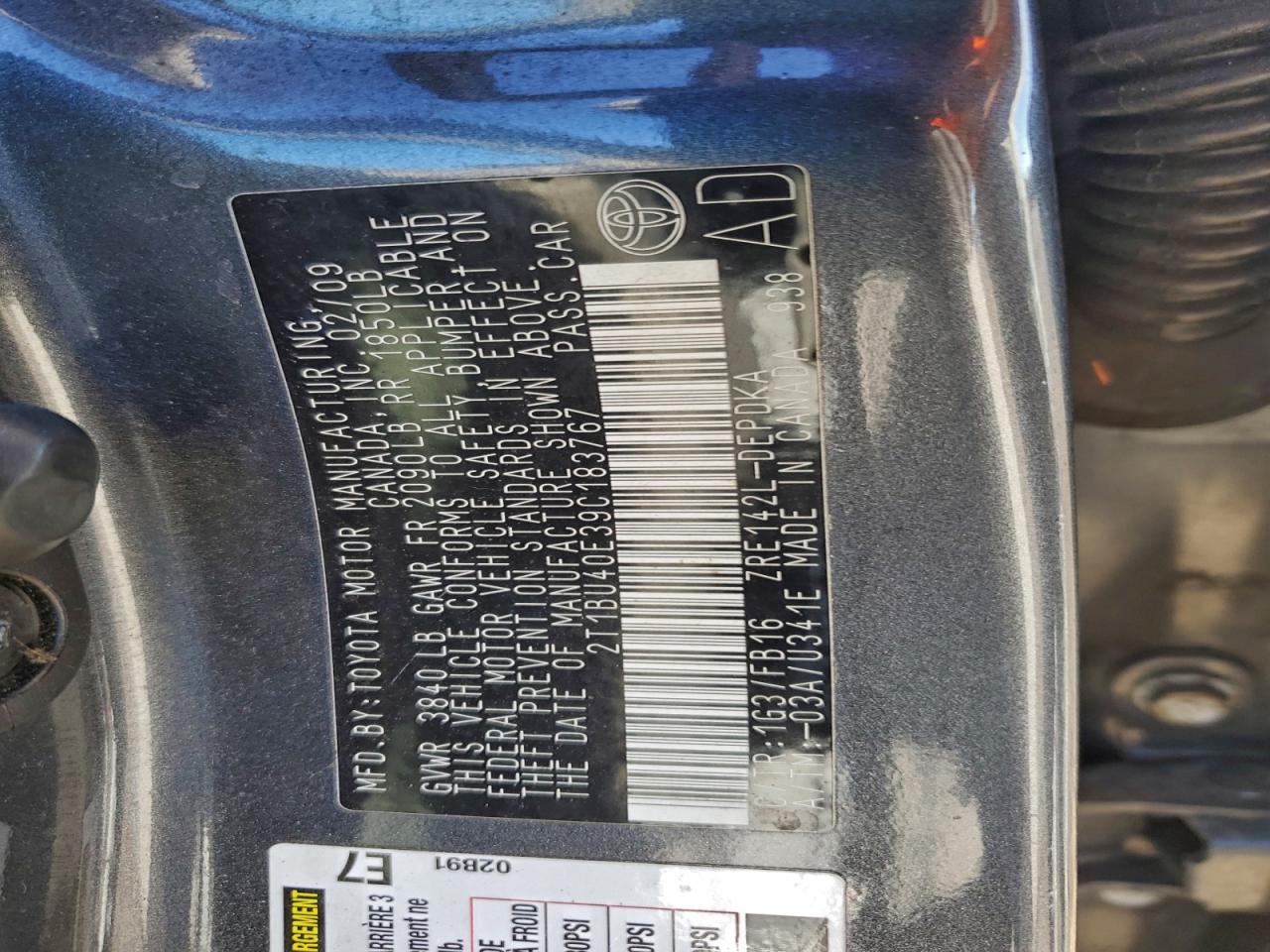 2009 TOYOTA COROLLA BASE photo 13