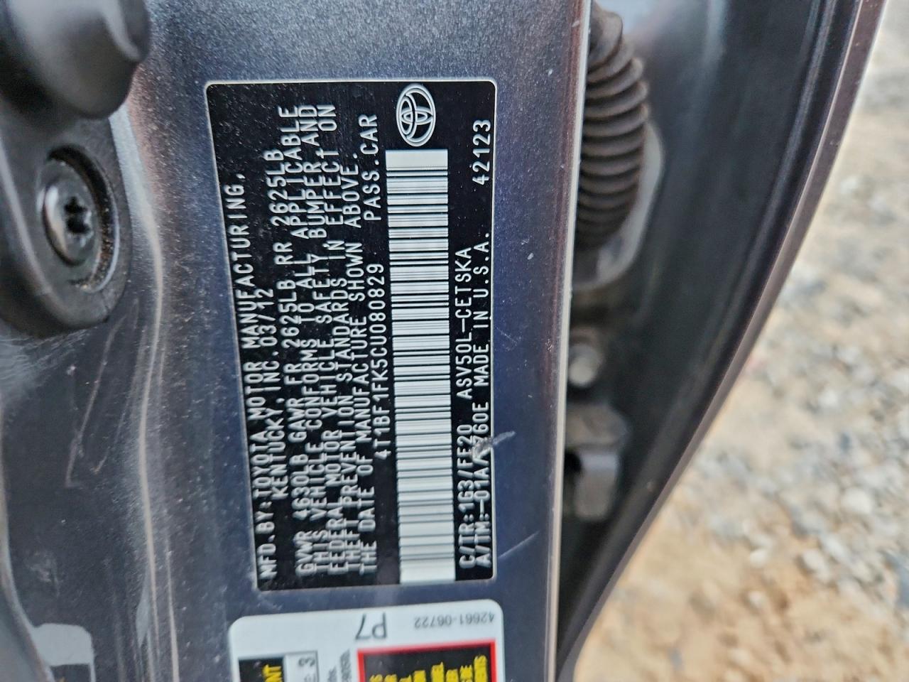 2012 TOYOTA CAMRY BASE photo 25