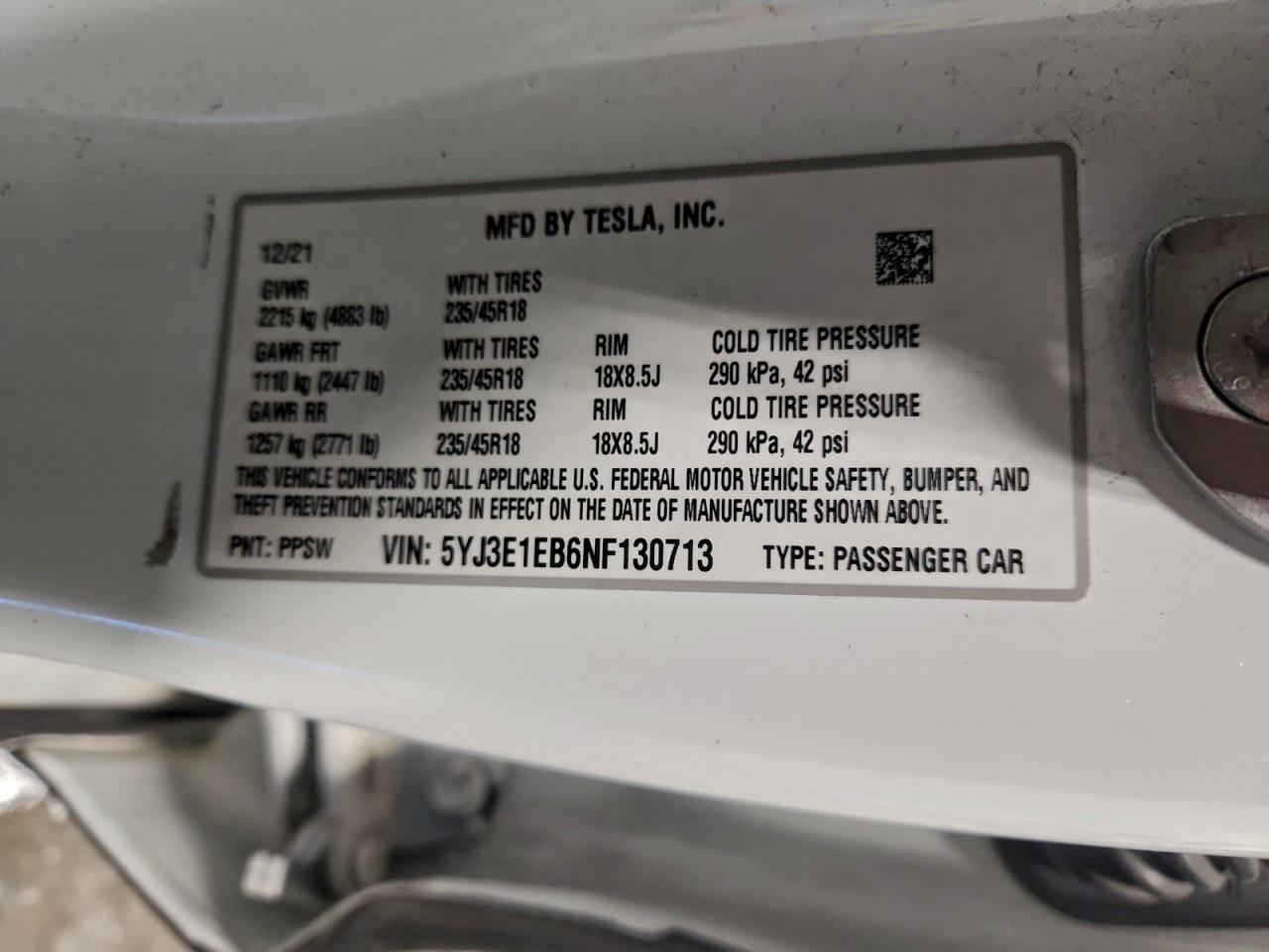 2022 TESLA MODEL 3 photo 23