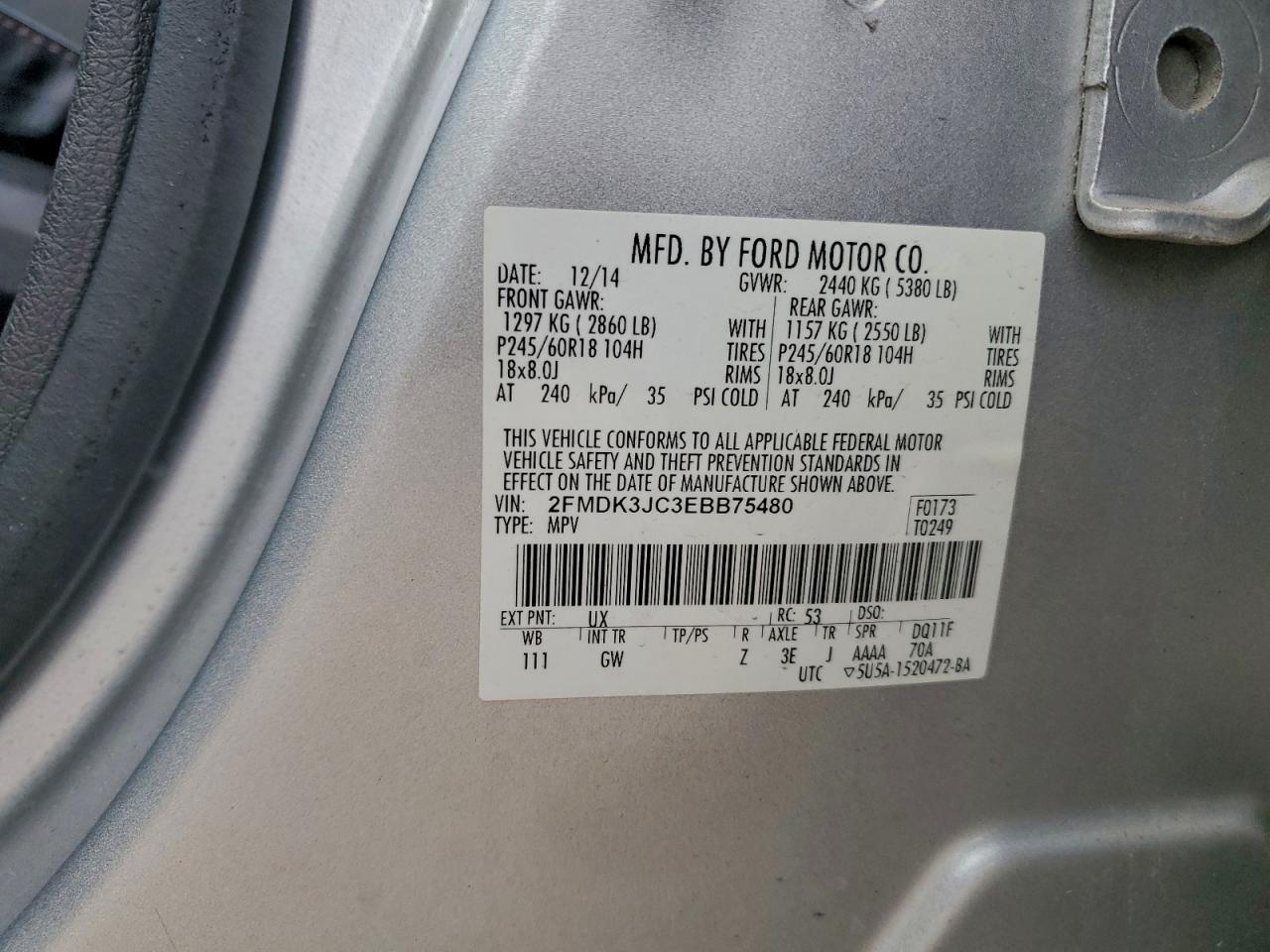 2014 FORD EDGE SEL photo 13