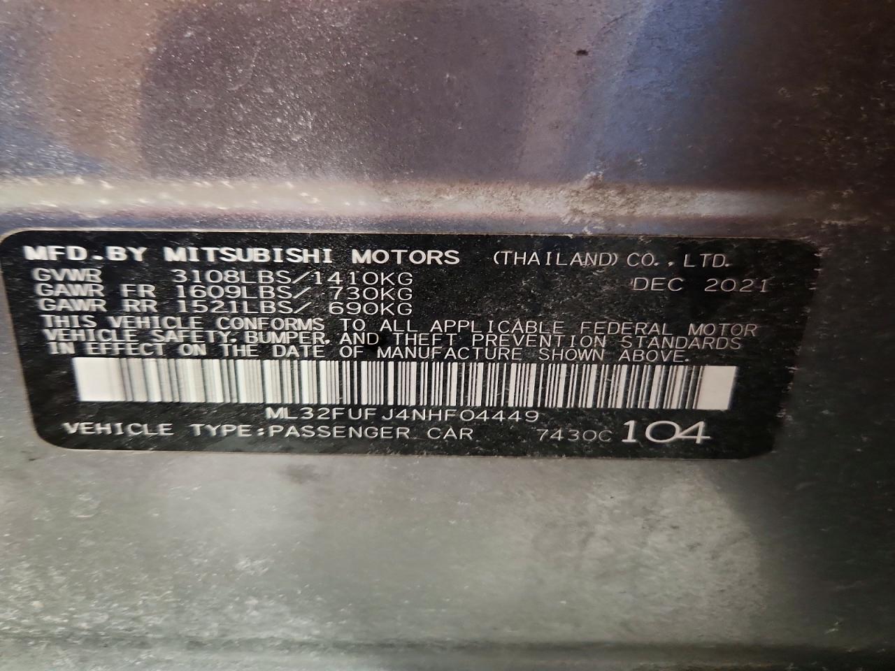 2022 MITSUBISHI MIRAGE G4 ES photo 12