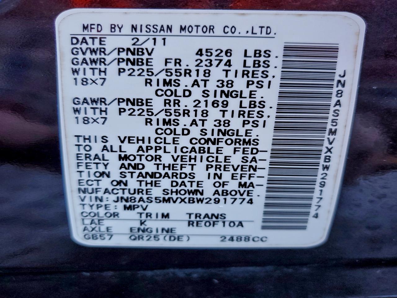 2011 NISSAN ROGUE S photo 13