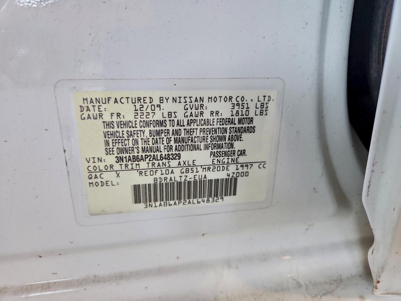 2010 NISSAN SENTRA 2.0 photo 12