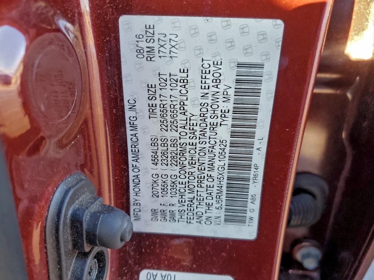 2016 HONDA CR-V EX photo 13
