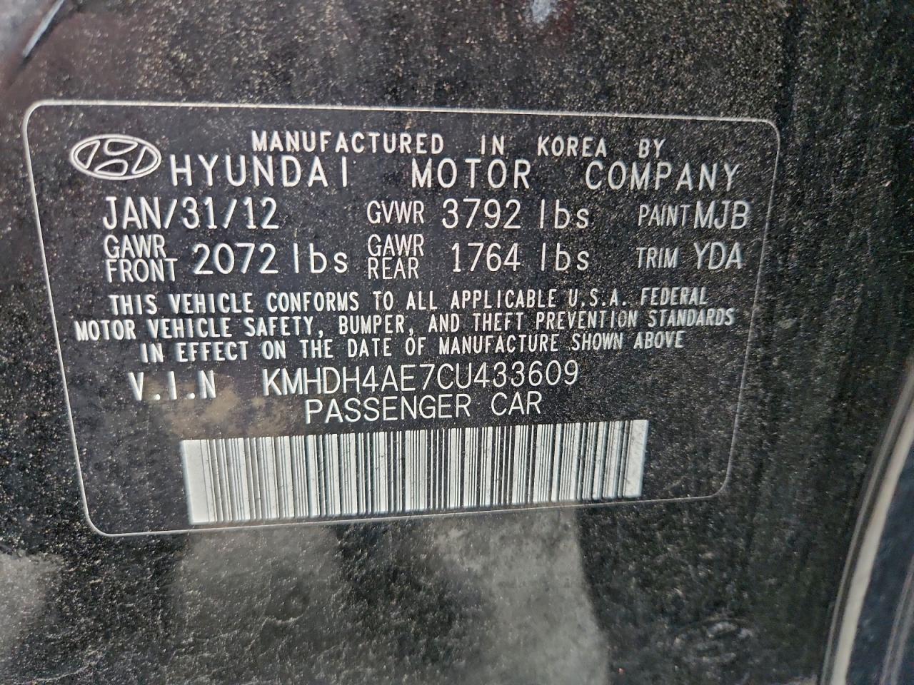 2012 HYUNDAI ELANTRA GLS photo 12