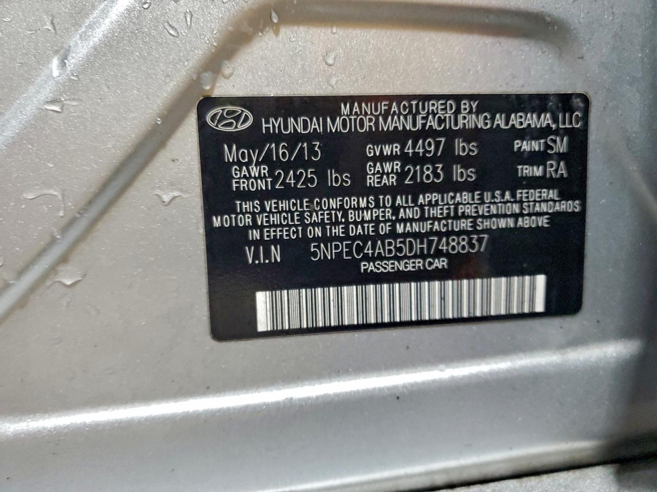 2013 HYUNDAI SONATA SE photo 12