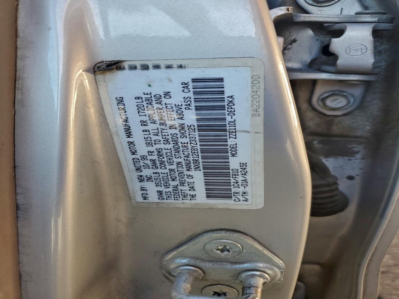 2000 TOYOTA COROLLA VE photo 12