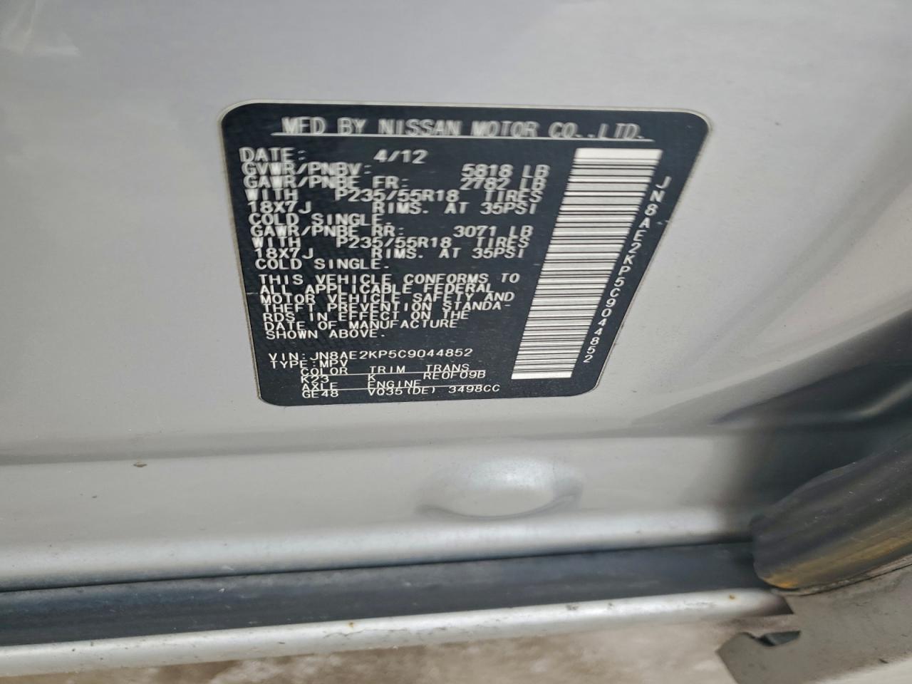 2012 NISSAN QUEST S photo 13