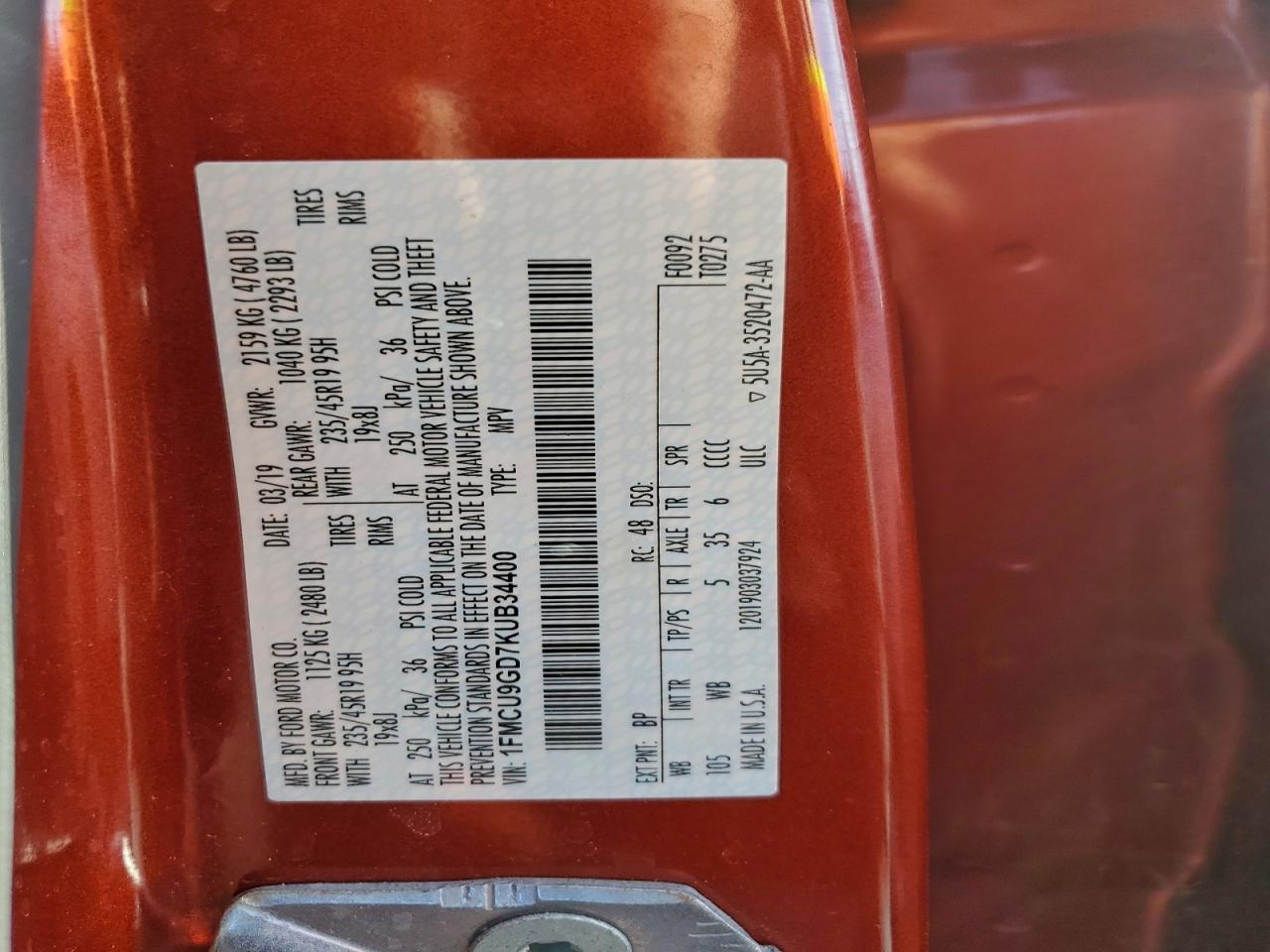 2019 FORD ESCAPE SE photo 13