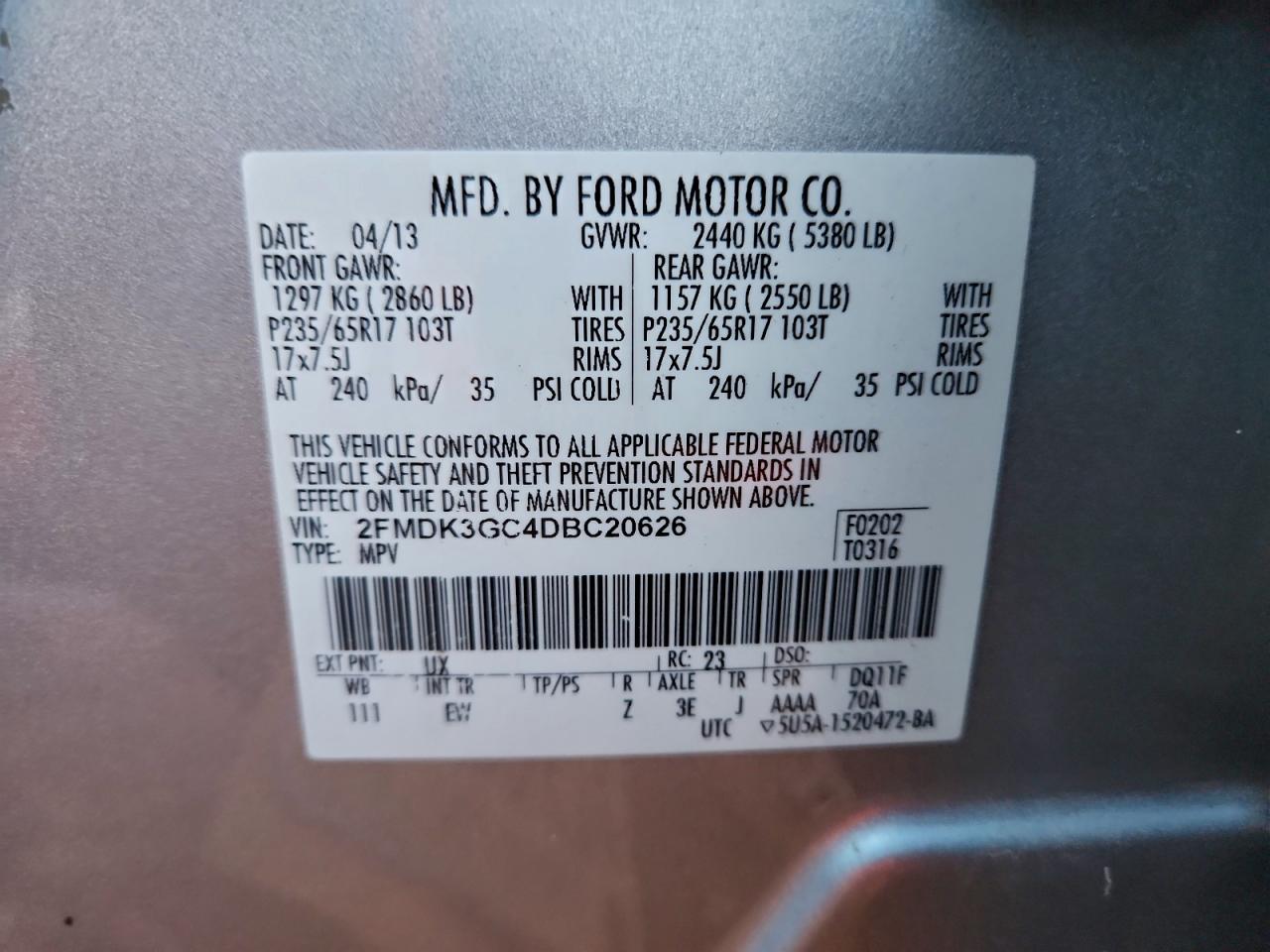 2013 FORD EDGE SE photo 27