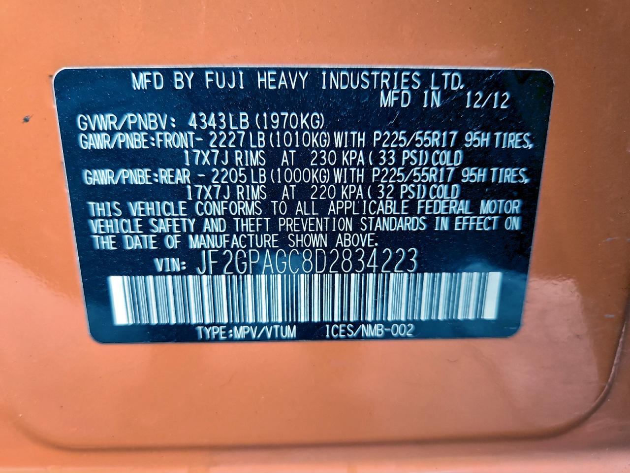 2013 SUBARU XV CROSSTREK 2.0 LIMITED photo 13