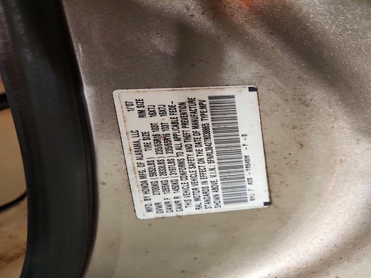 2007 HONDA ODYSSEY EX photo 13