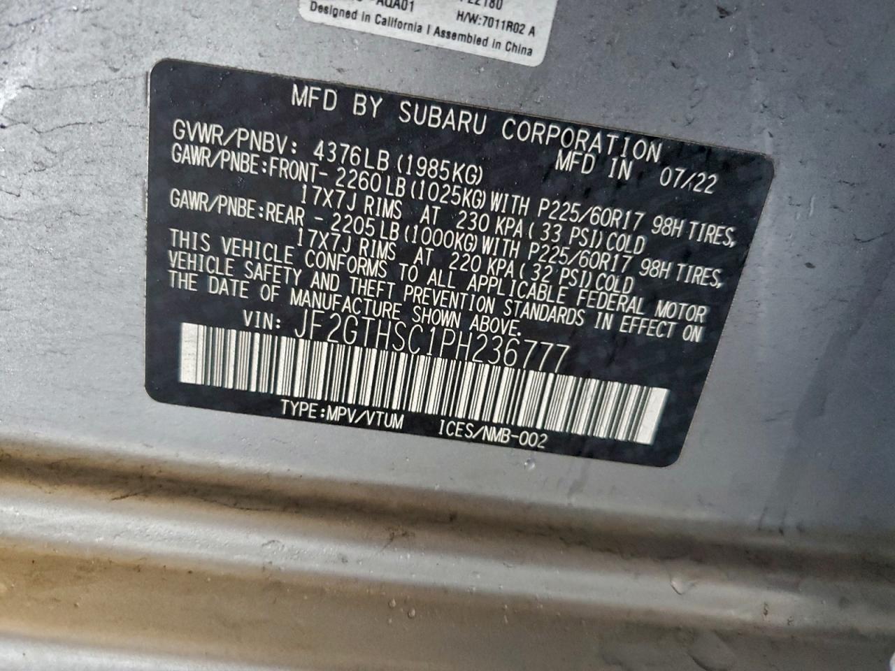 2023 SUBARU CROSSTREK SPORT photo 12