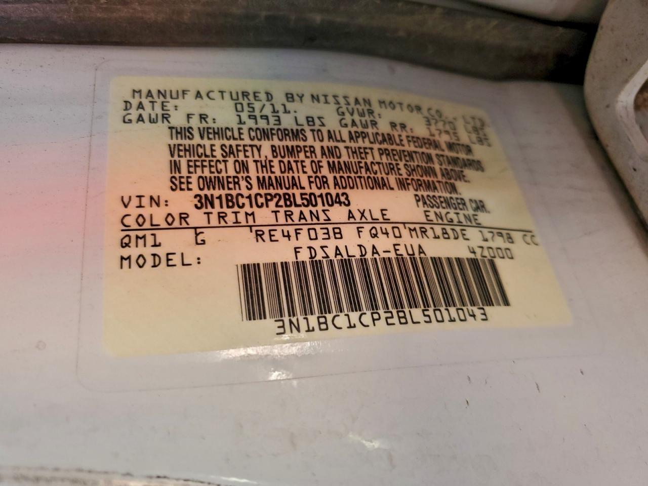 2011 NISSAN VERSA S photo 12