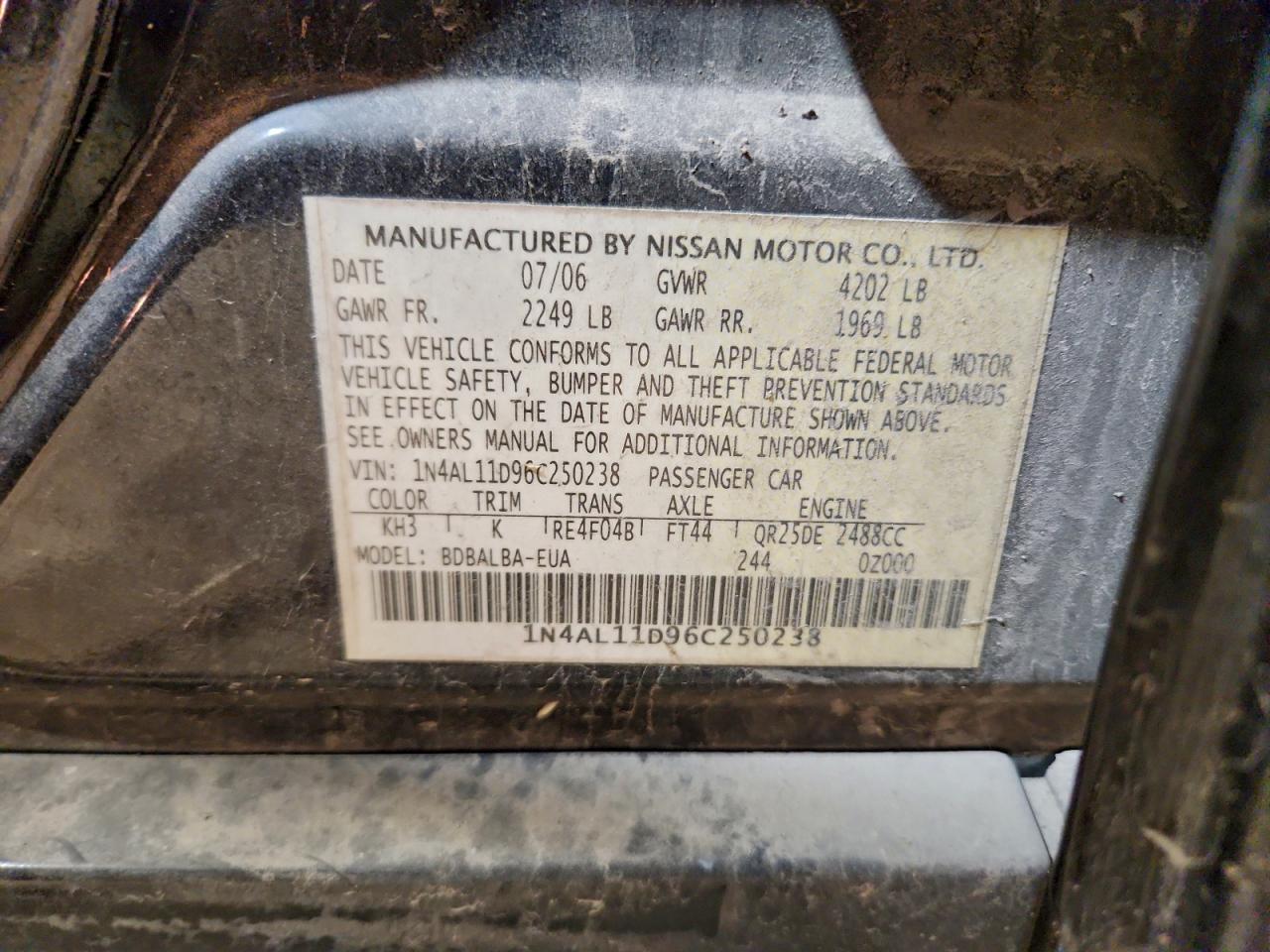 2006 NISSAN ALTIMA S photo 12