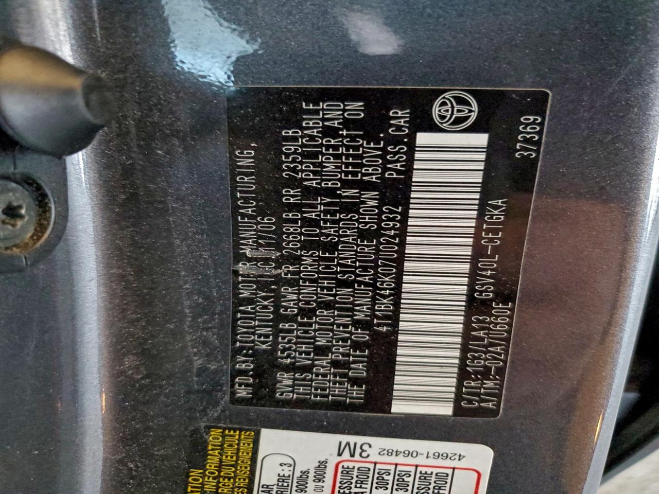 2007 TOYOTA CAMRY LE photo 12