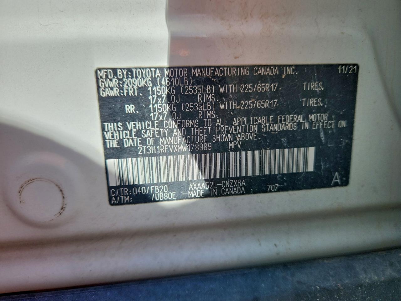 2021 TOYOTA RAV4 LE photo 23